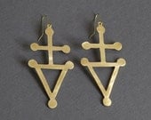 Cutout Tri - Cross Earrings (Brass)