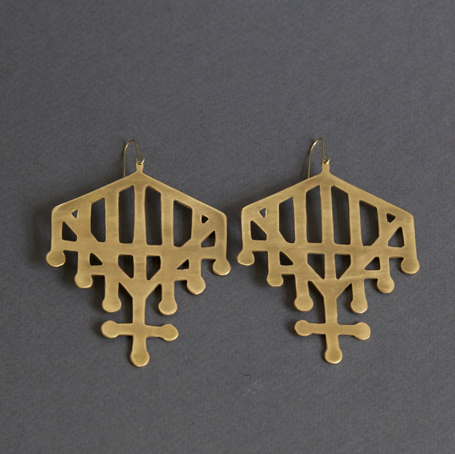 RESERVED FOR silvana bonfante g. - Cutout Gate Earring (Brass)