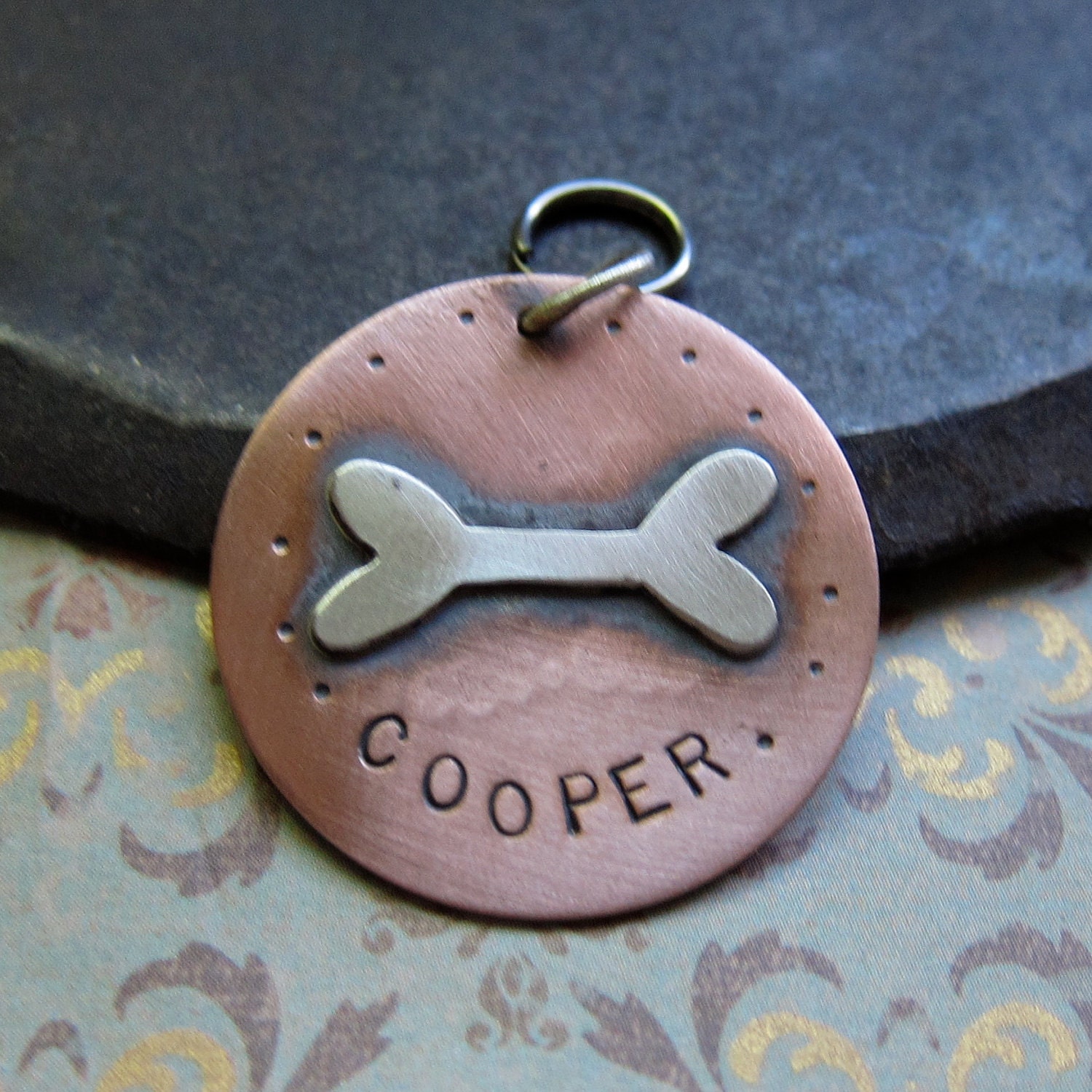 Items similar to large custom dog tag, copper on Etsy