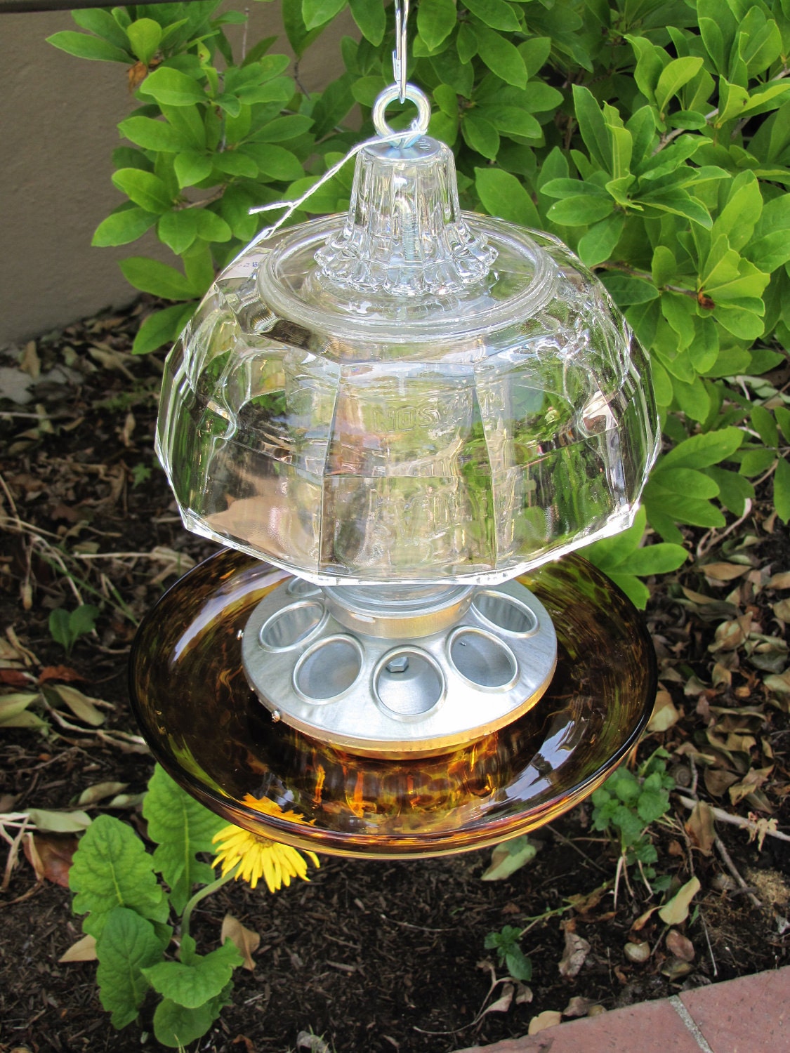 Glass Bird Feeder by on Etsy