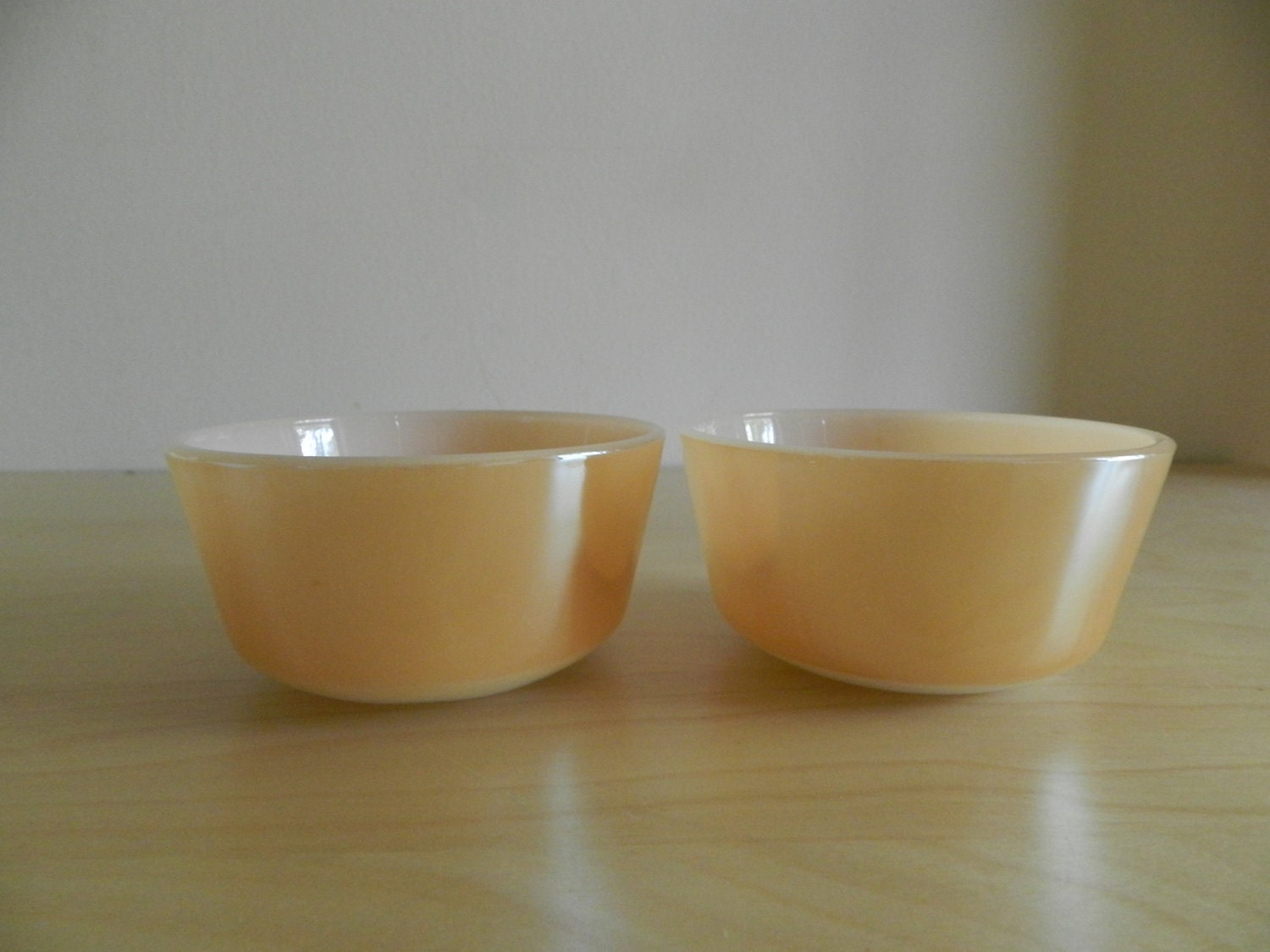 Fire King Peach Lustre Glass Custard Cup Bowl - Set of TWO
