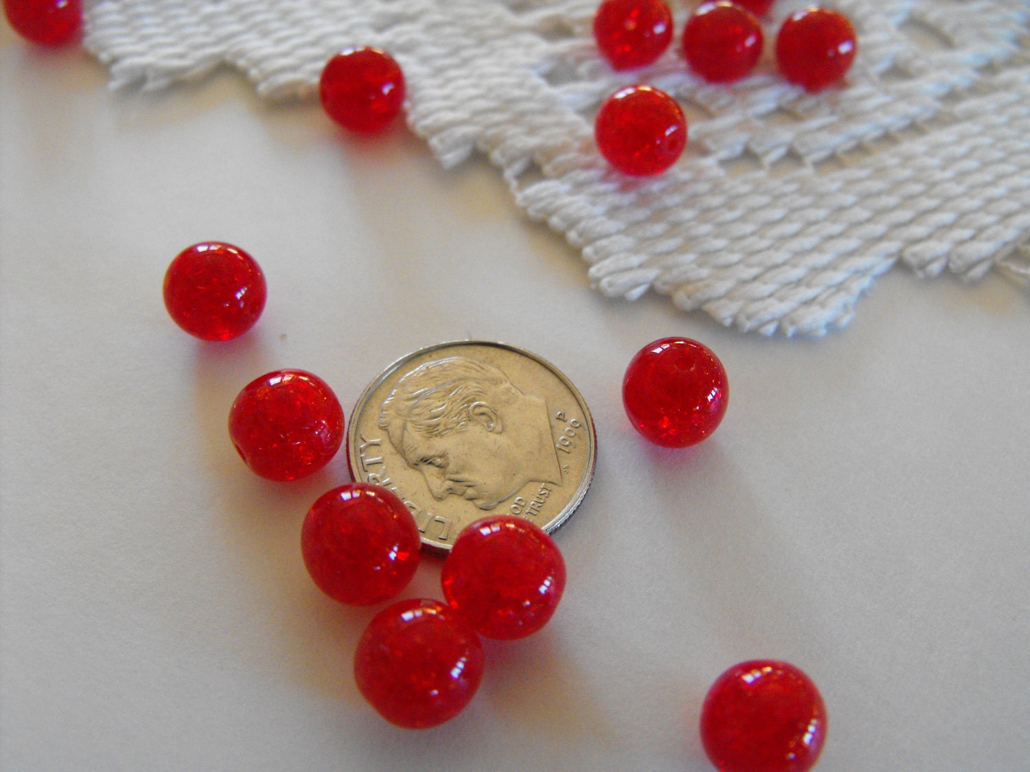 18 Ruby Red Czech Crackle Beads 8mm