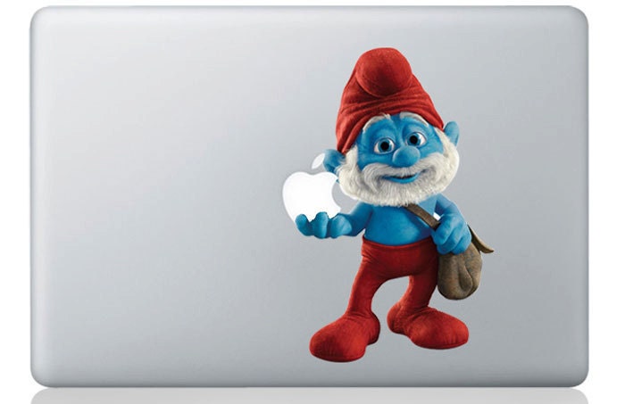 Papa Smurf- Macbook Stickers Vinyl Mac decals Macbook decal Macbook Pro decal Apple mac decal for Macbook Air / Macbook Pro sticker