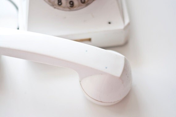 Vintage Rotary phone - White - Vintage Home Decor - made in Soviet Union