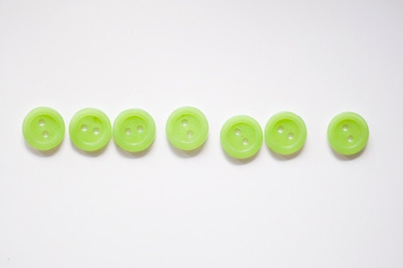 Vintage buttons - set of 7 - lime light green - made in Soviet Union