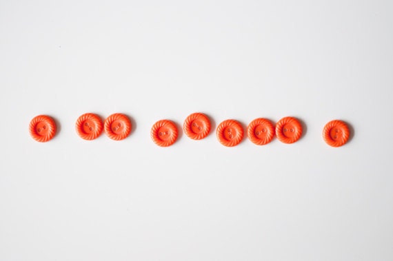 Vintage buttons - set of 9 - orange - made in Soviet Union