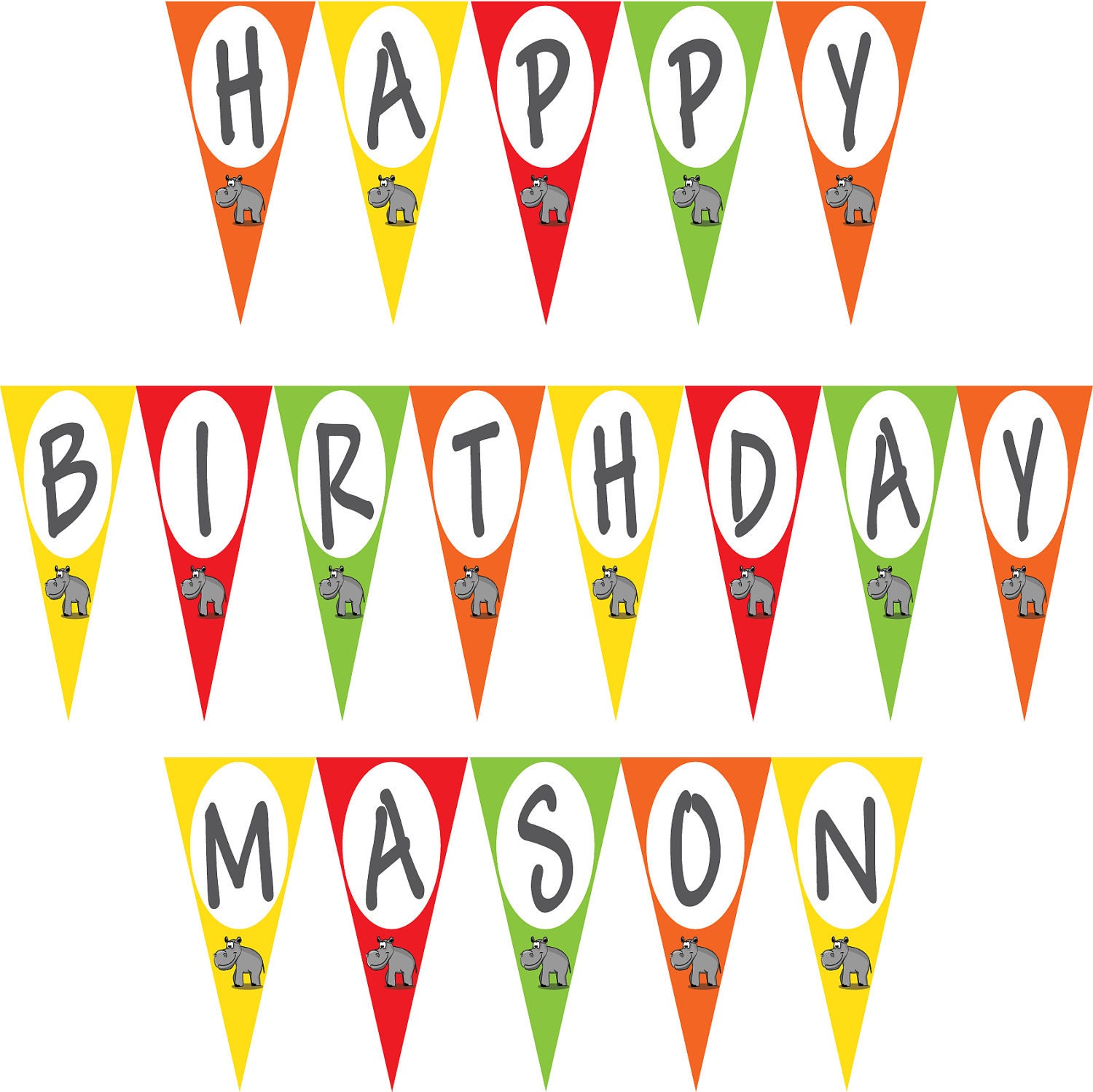 Hippopotamus Party Banner: Hip-Hippo Ray Il_170x135