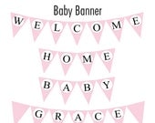 Welcome Home Baby Banner: Pink Gingham Printable Il_170x135