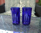 Cobalt Blue Beer Bottle Glasses made from Upcycled Budweiser Platinum Beer Bottles Set of 2