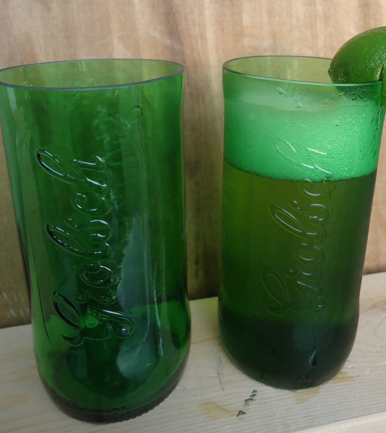 Recycled Grolsch Beer Bottle Glasses set of 2