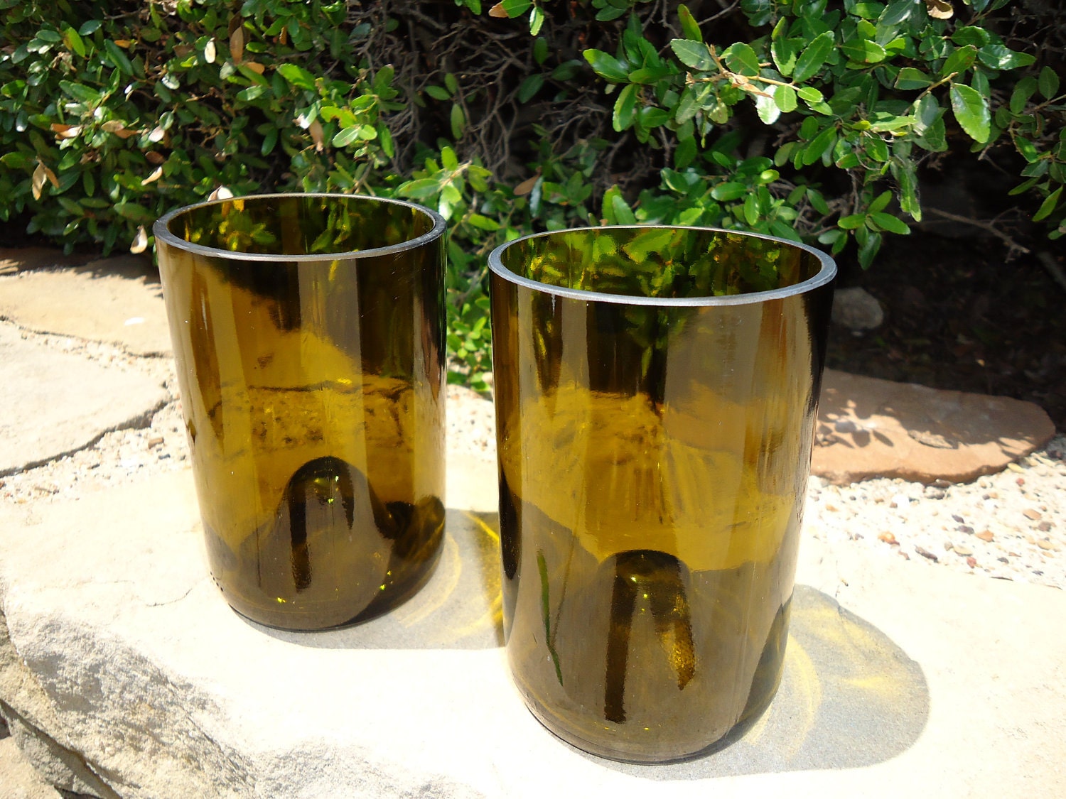 Wine Bottle Glasses Recycled from Wine Bottles 12oz  Set of 2