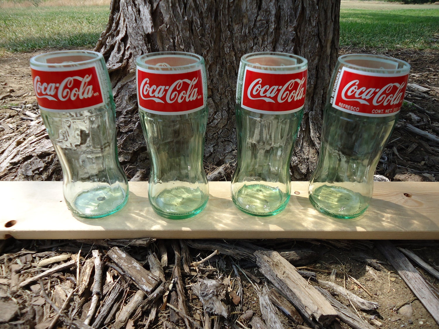 Coca Cola Coke Drinking Glasses made from Upcycled Coca Cola Glass Bottles 8oz Set of 4