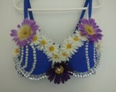 purple costum made decorative bra