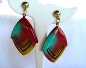 Pierced Earrings - Vintage Red Flower Bud