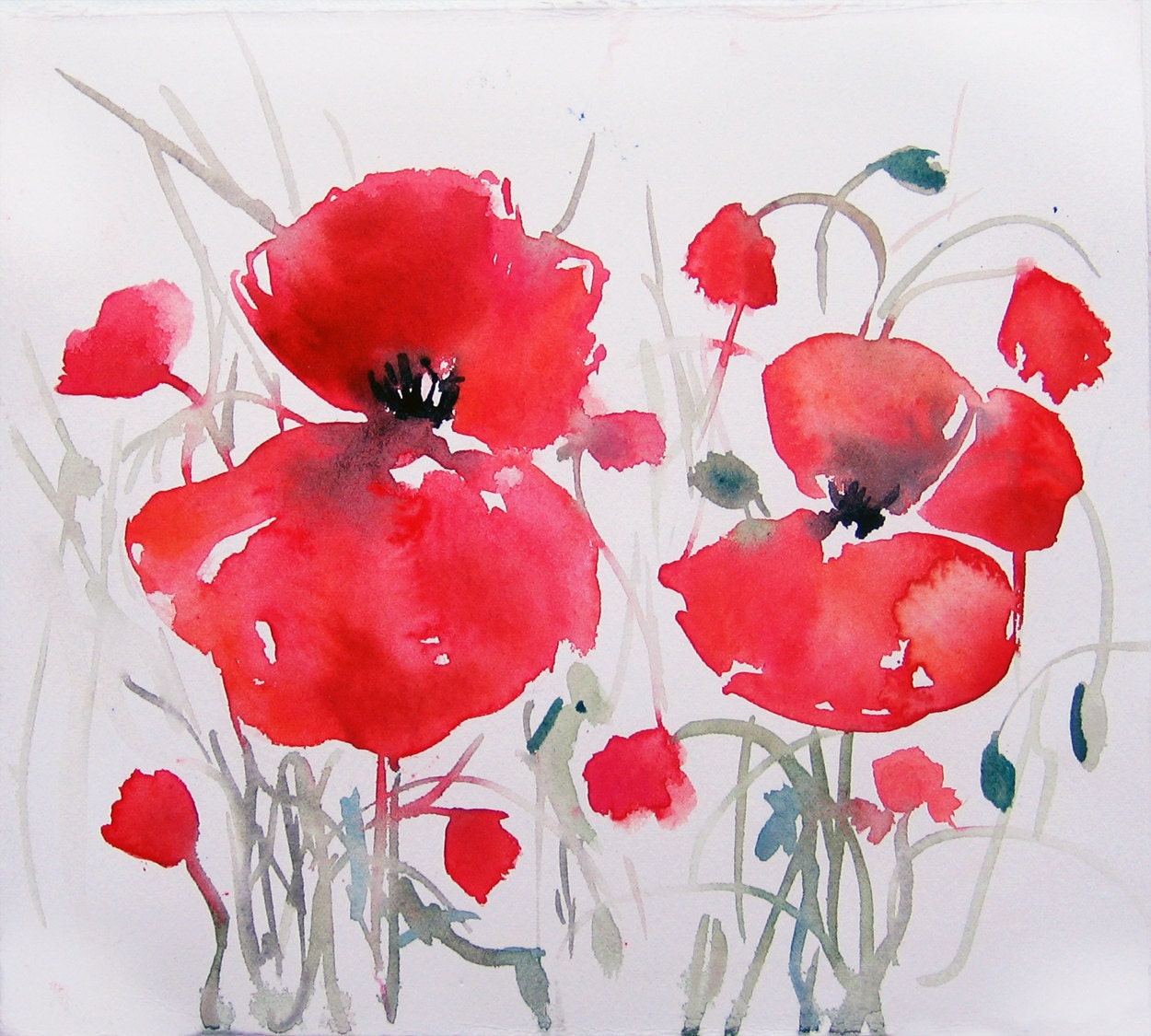 Peonies paintings-Original watercolor painting-Flower illustration