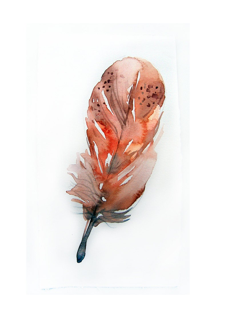 Feather painting-Watercolors painting-Original art