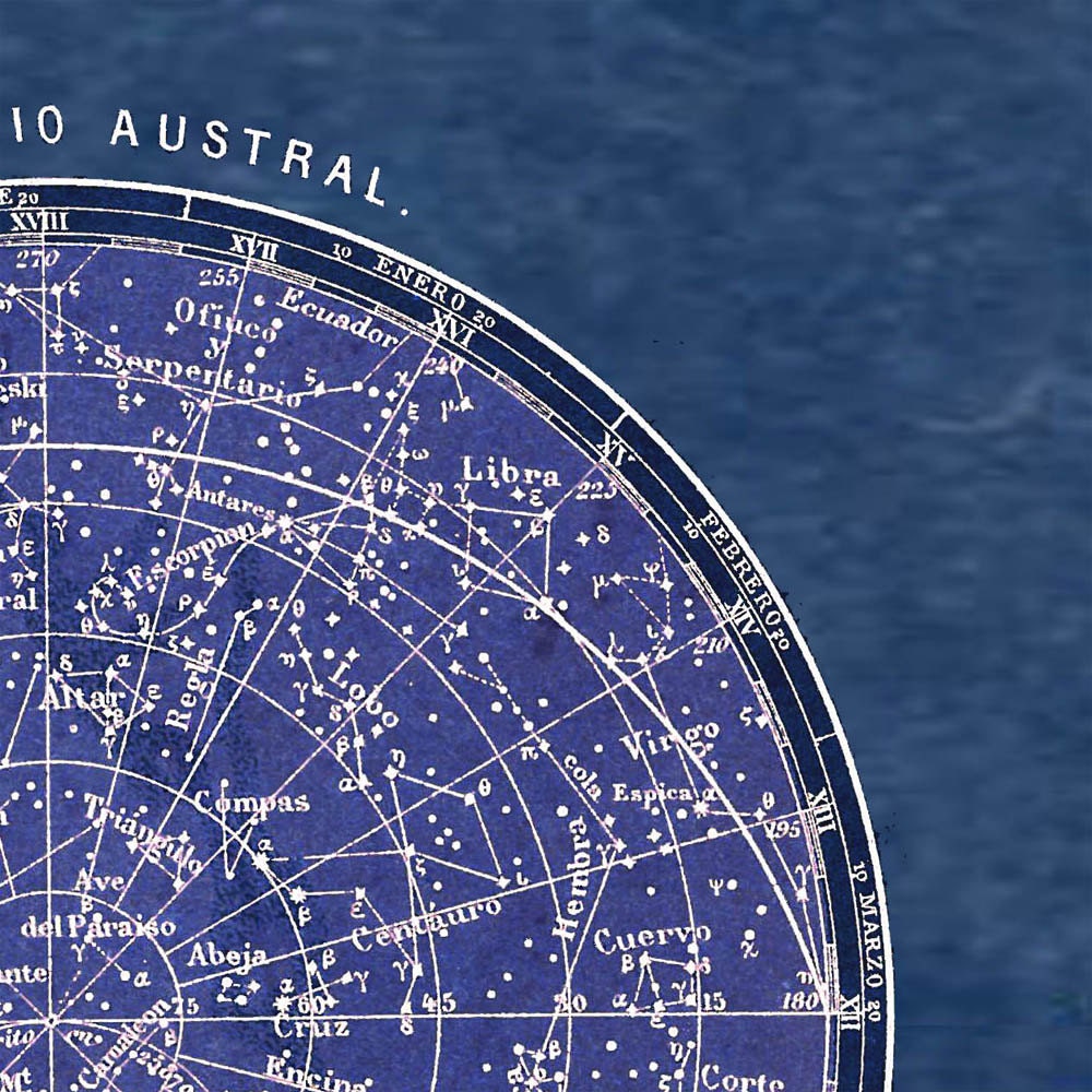 Celestial Chart  Stars Southern Hemisphere Constellations Print  Vintage Image