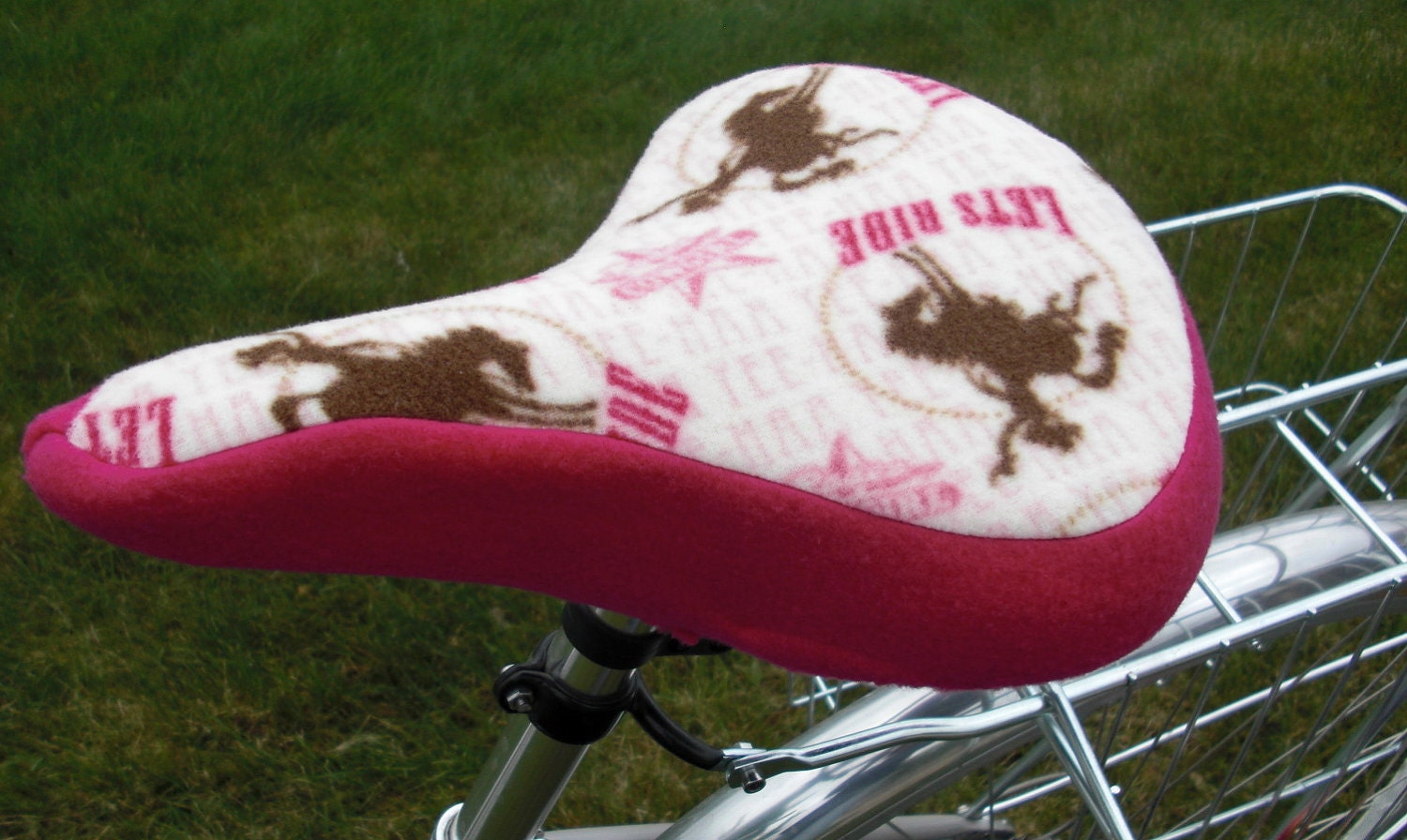 Fleece Bike Seat Cover - Let's Ride Cowgirl
