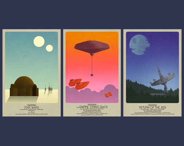 Star Wars Classic Trilogy Set- 3 Posters (11"x17")