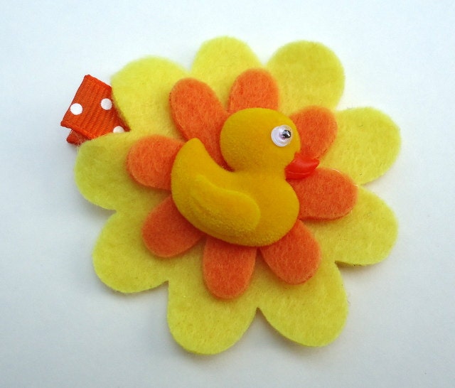 Rubber Ducky Felt Flower Hair Clip