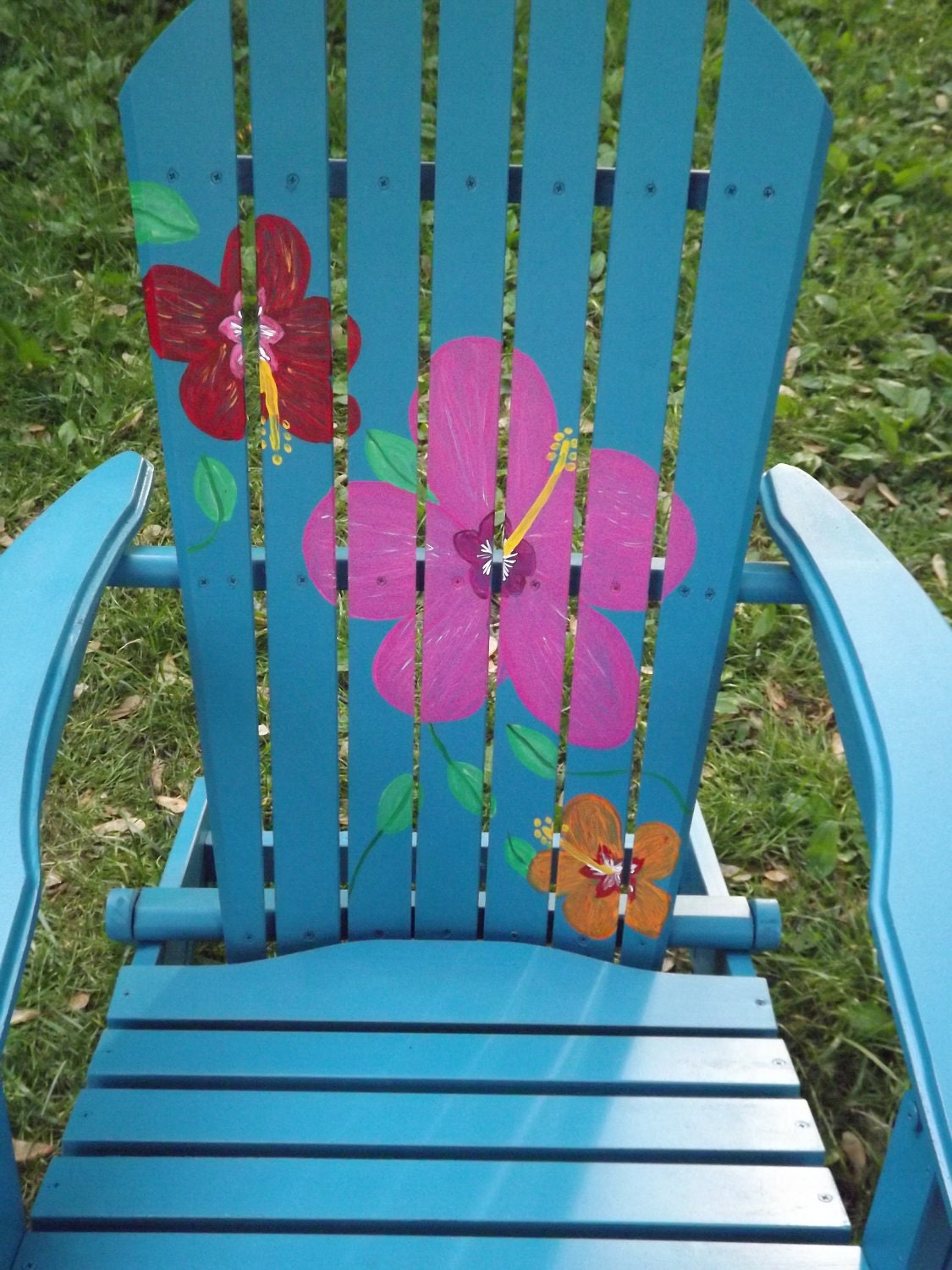 Hand Painted Tropical Hibiscus Flower Adirondack Chair  FotoFuze