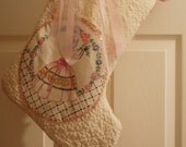 WAS 29.95 - Handmade Cottage Chic Southern Lady Christmas Stocking