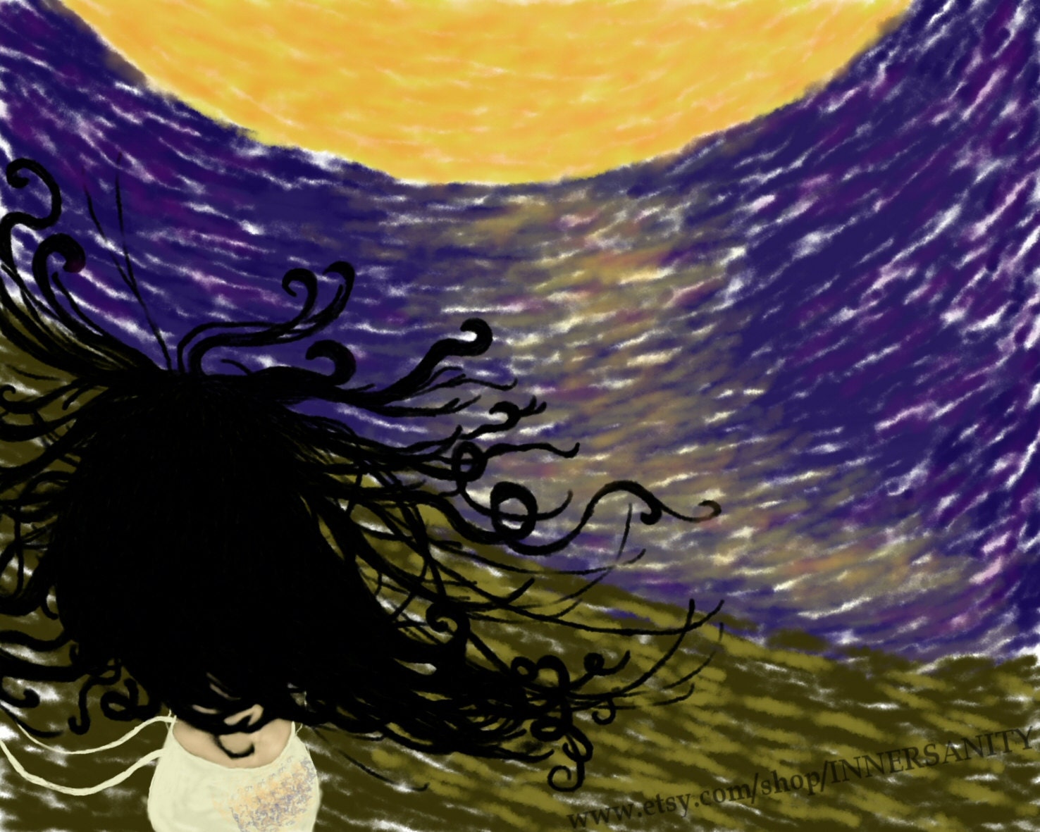 Blowing Hair in the Moonlight on the Water - 8x10 Fine Art Print