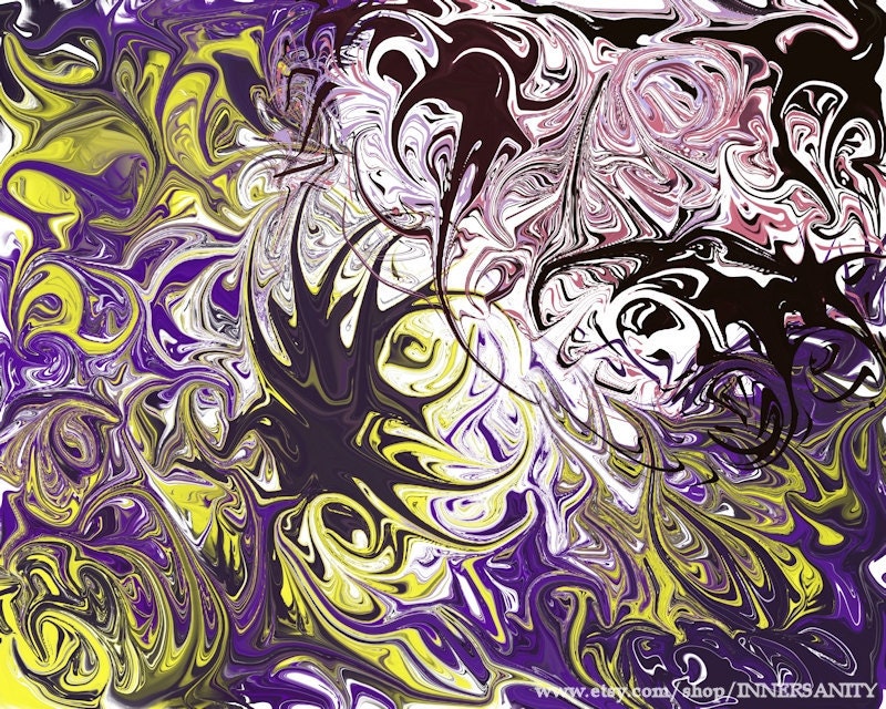 Warped - Black, Purple, Yellow, Pink Abstract Painting - 8x10 Fine Art Print