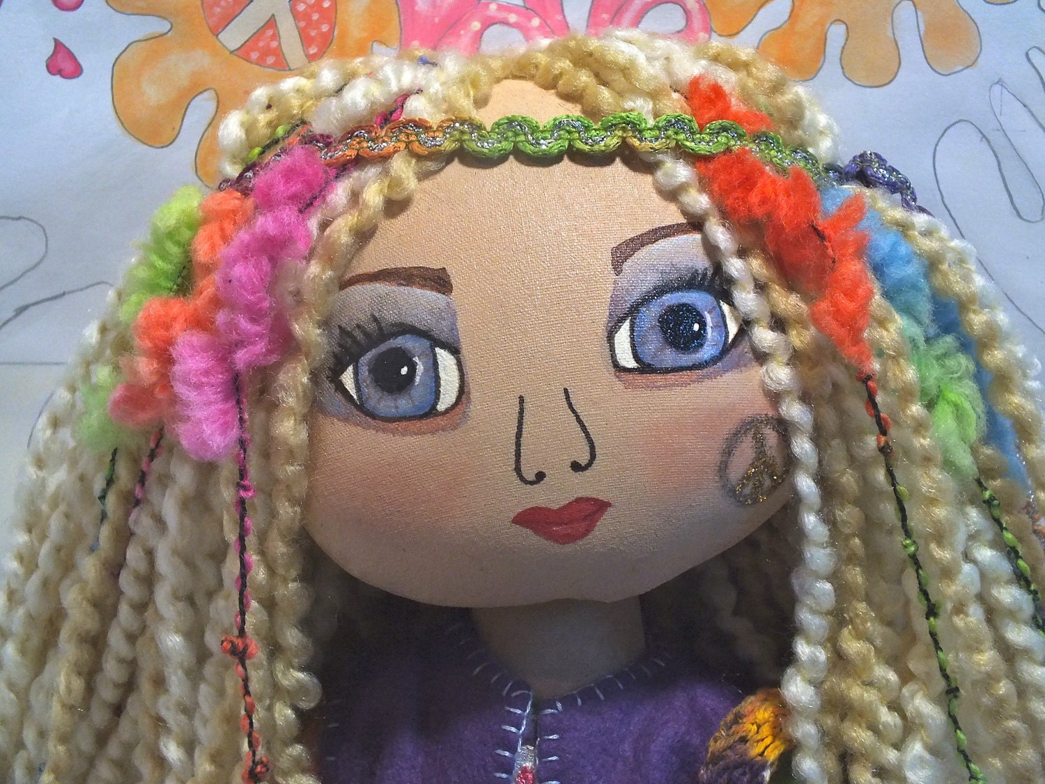 Handmade Cloth Art Doll - Amberley the Hippie