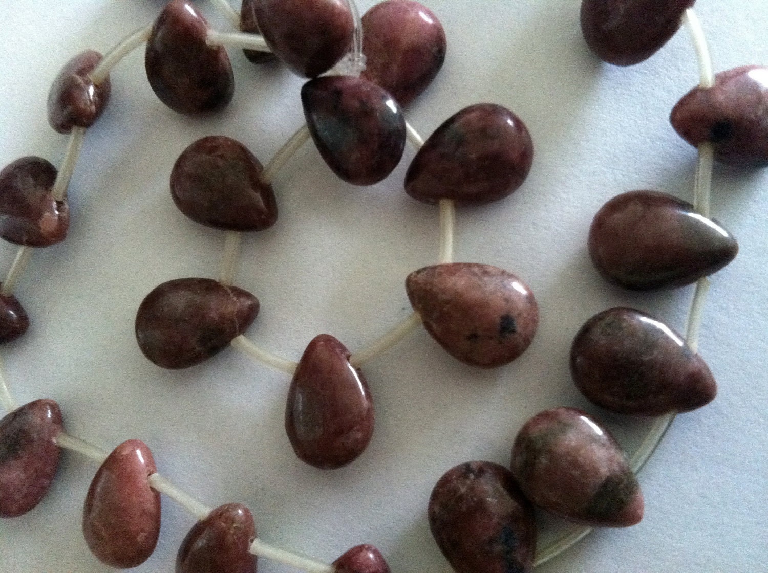 REDUCED PRICE Genuine Australian Rhodonite Tear-Dropped Shaped Beads
