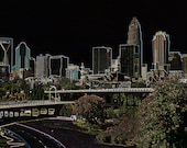 Charlotte skyline in colorful pencil sketch (PHP3) - 8" by 10" print - HeartforHousing