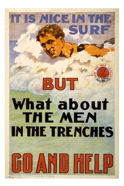 It is Nice in the Surf - 10 x 15 Vintage WWI Poster Art Print