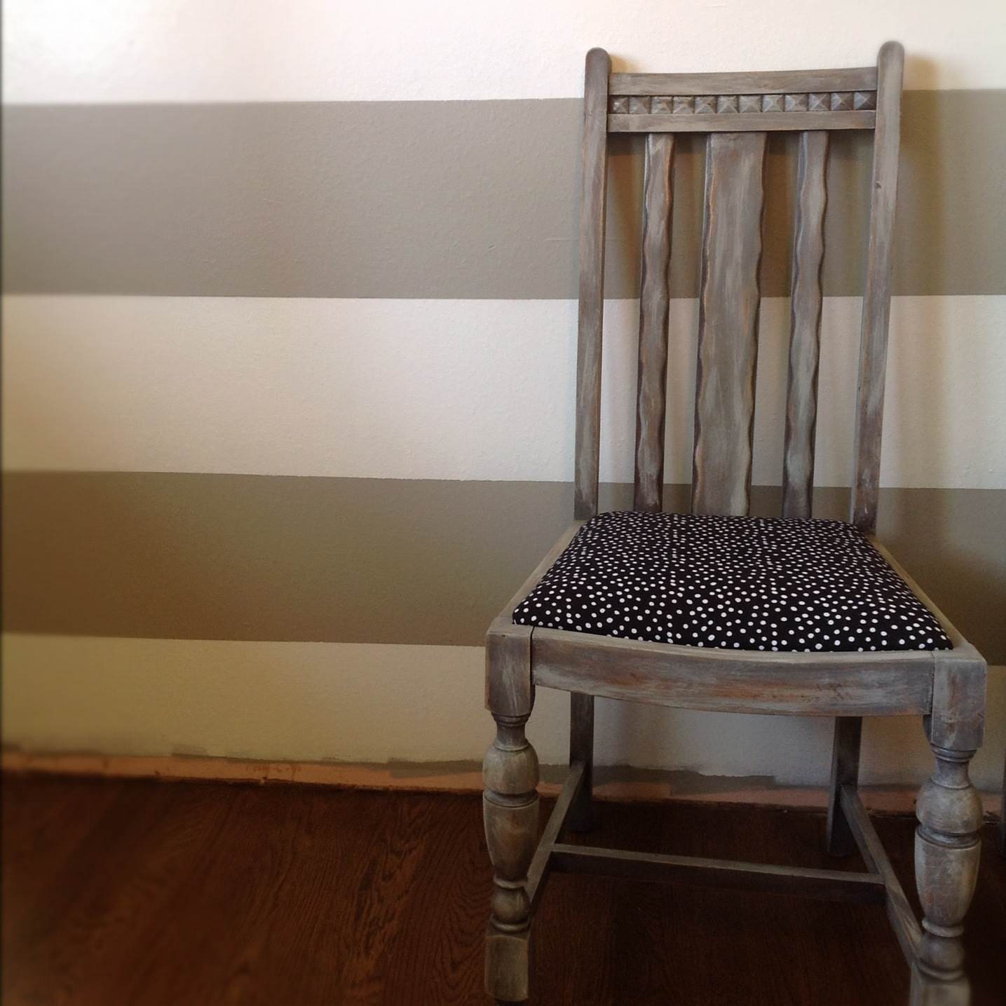 Saved for Julianna-Distressed Black and White Polka Dot Vintage Dining Room Chairs
