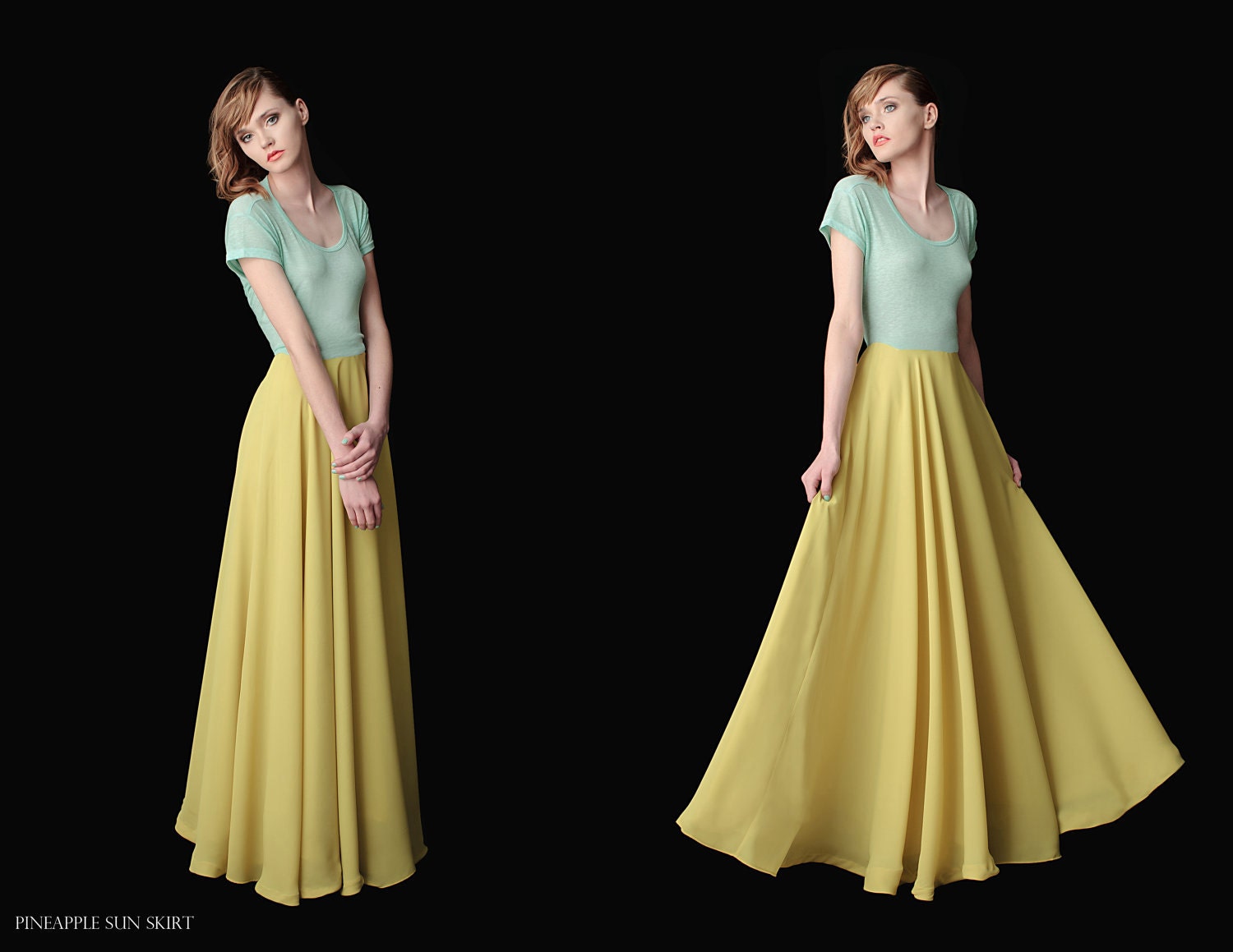 pineapple maxi skirt yellow