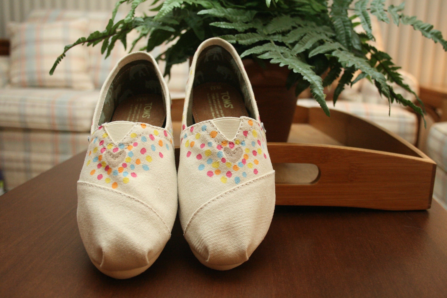 Customizable Dotty-Heart Hand-Painted TOMS - Pick your TOMS & your color scheme