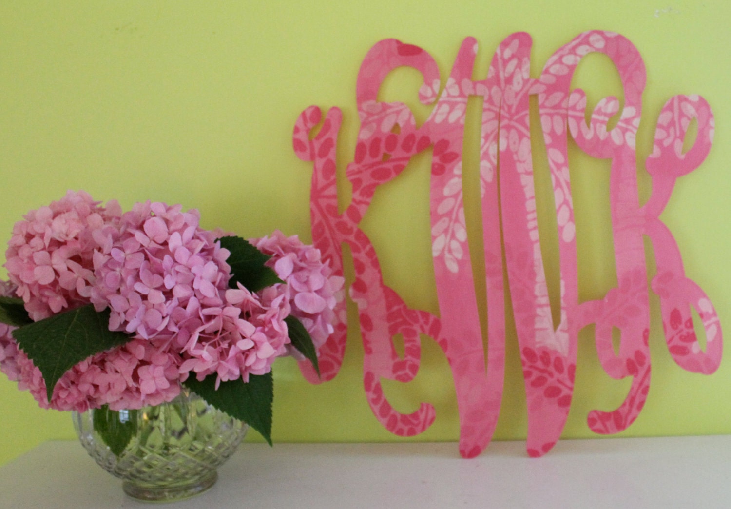 beautiful personalized acryllic 16 inch wall monogram available in 3 different Lilly Prints
