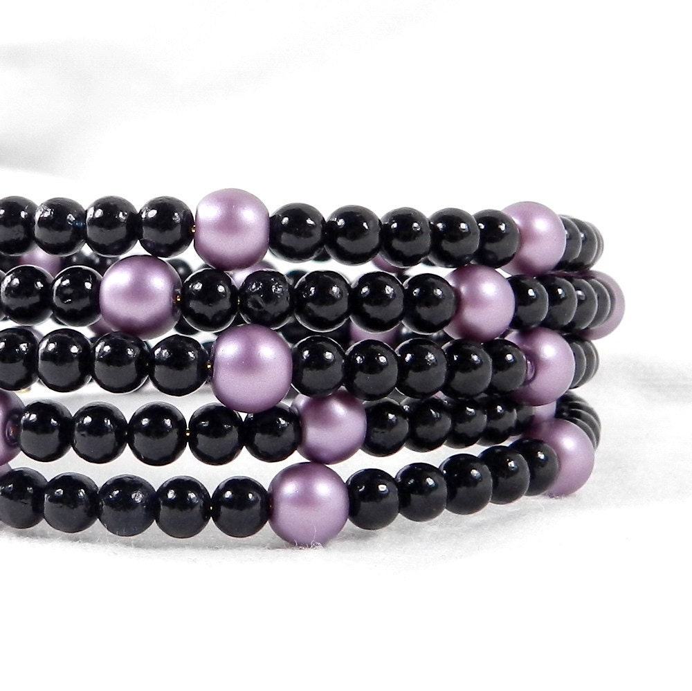 Black and Purple, Coil Wrap Bracelet