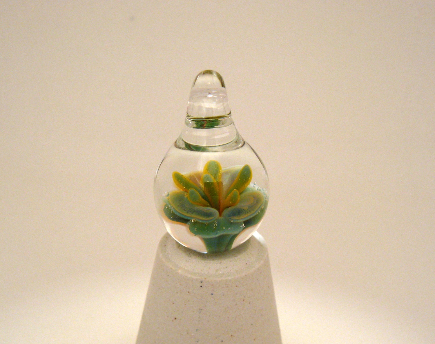 Glass Teardrop Pendant Flower Implosion (6881)