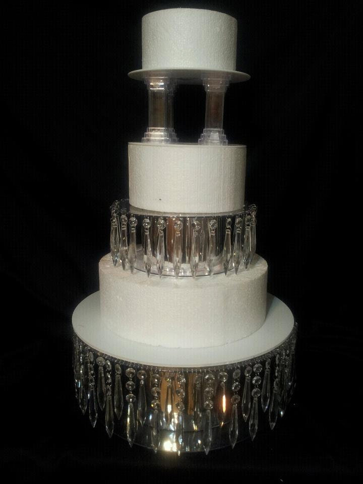 Crystal Chandelier Wedding Cake Stand - Can be made 6"-16" wide and 3", 4" or 6" tall - Prices 70.00 - 250.00
