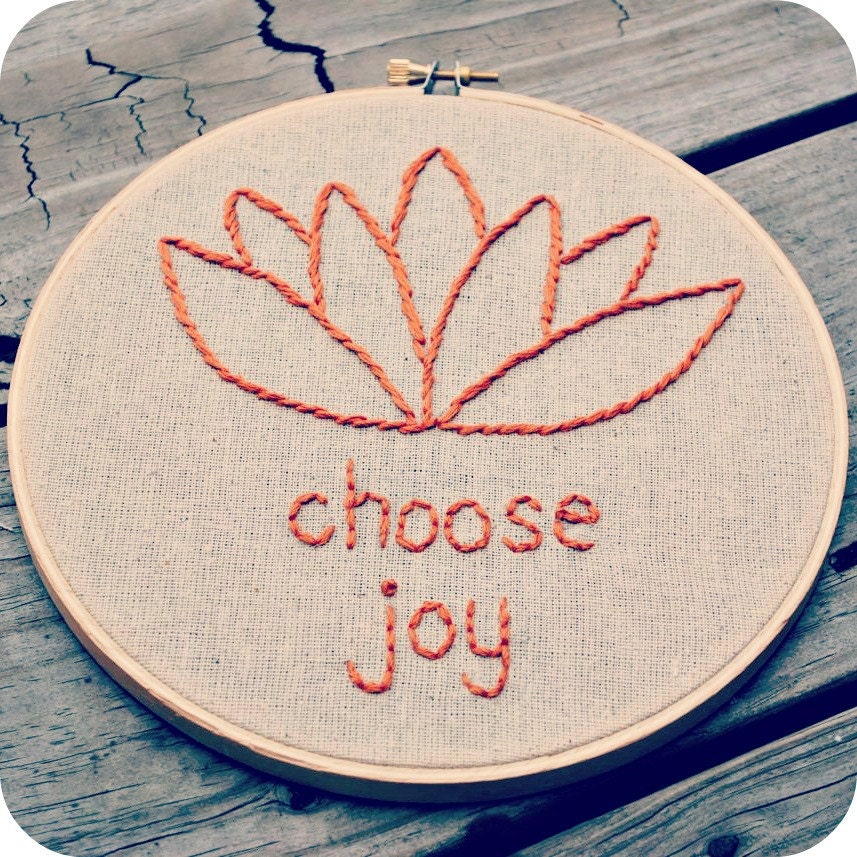 FREE SHIPPING.  a choose joy embroidery.