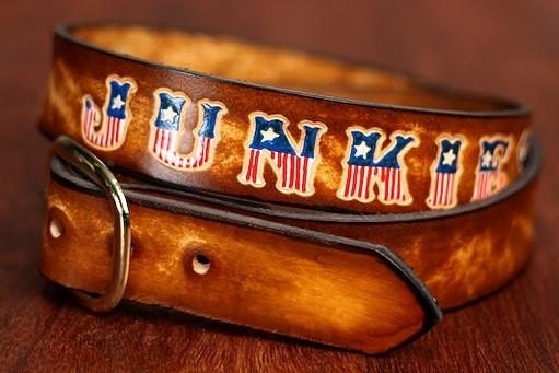 Personalized Name Leather Belt with American Flag Letters