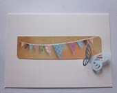 Bunting design with 3D butterfly handmade card