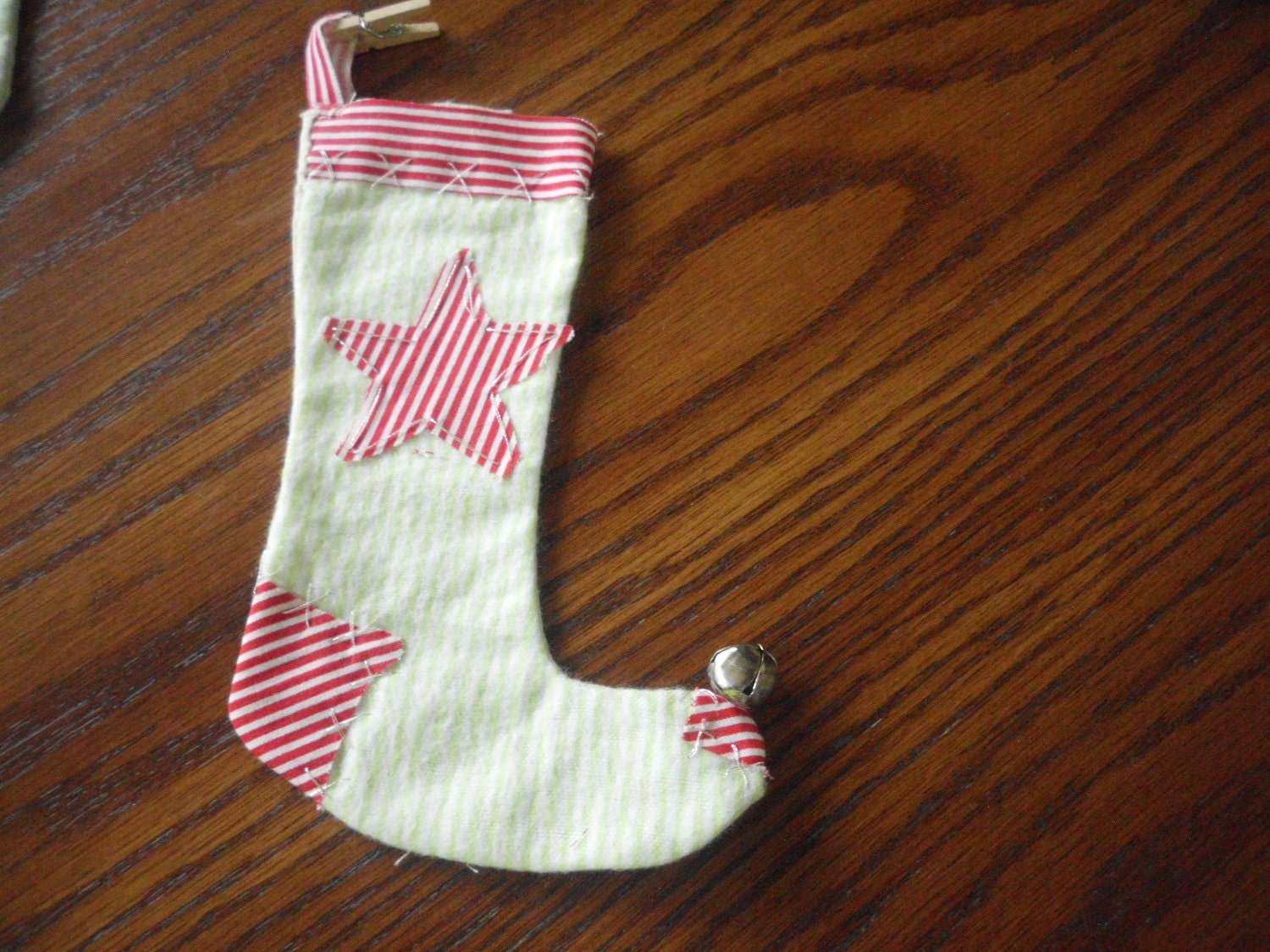 Christmas Elf Stocking with Silver Bells xxx Farmhouse  Red PRIMITIVE BARN STAR Xmas Holiday Decor
