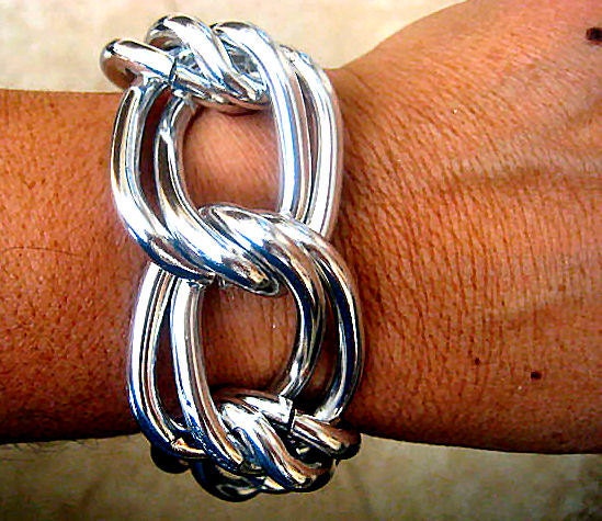 SeXy Oversized Double Silver Chunky Shiny Curb Chain by the Foot....12"