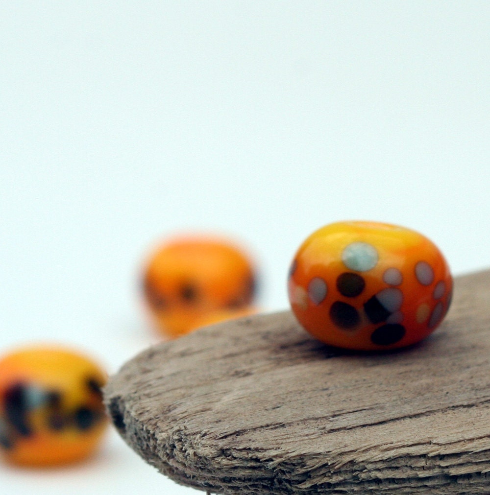 Lampwork Glass SRA Yellow Brown Light Blue Eight Frit Bead Set