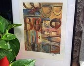 Believe - Framed Original Mixed Media Painting - inspirational typography painting with letterpress inspired words