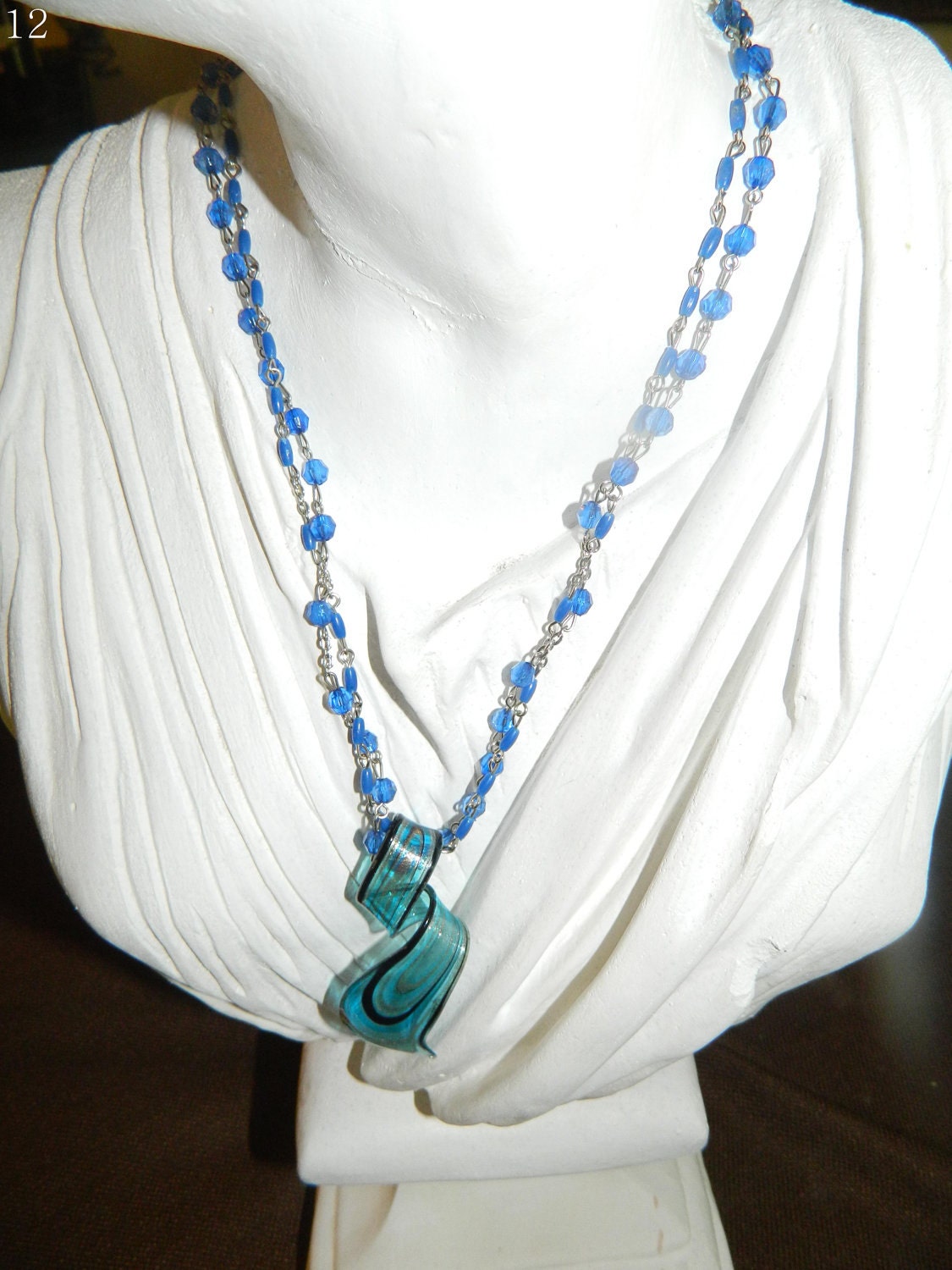 Blue Glass Beaded Necklace