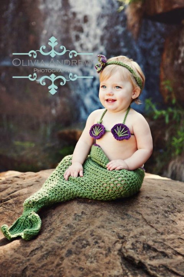 Little Mermaid crochet set -- Made to Order-- Newborn-3months -- available in newborn-2t sizes