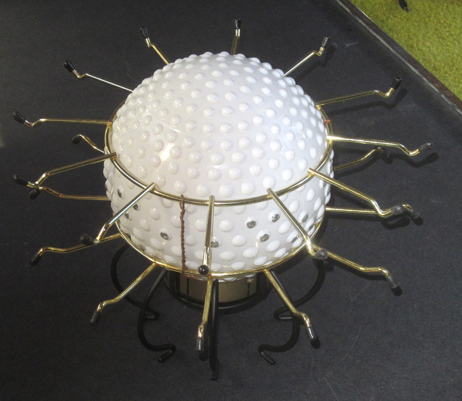 Homemade upcycled glass globe UFO lamp for beautiful mood lighting.