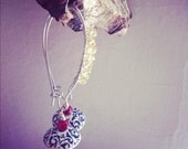 wire wrapped with citrine with dangling bamboo coral and vintage lucite bead.